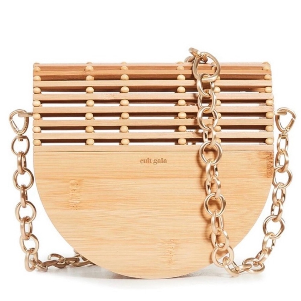 cult gaia Bamboo Ark Half-Moon Crossbody with Gold Chain